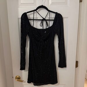 Princess Polly Black Sparkle Long Sleeve Dress